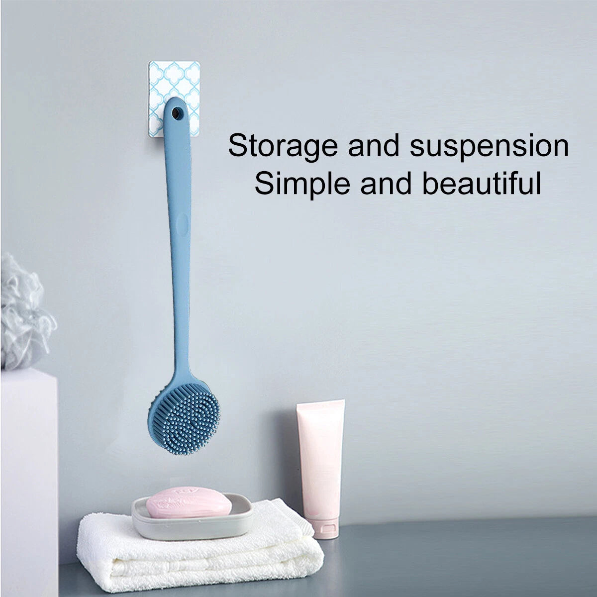Silicone Body Brush Bath Brush Back Scrubber Long Handle Bath Shower Brush
