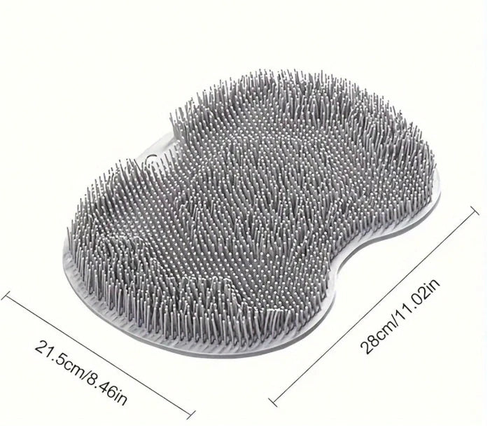 Silicone Shower Foot Scrubber Back Body Brush Massager Pad Mat Bathroom Grey Uk