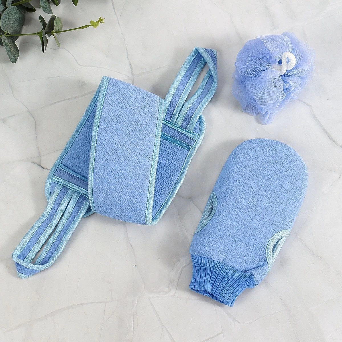 3pcs/set Back Scrubber Bath Shower Strap Spa Skin Brush Sponge Body Exfoliating