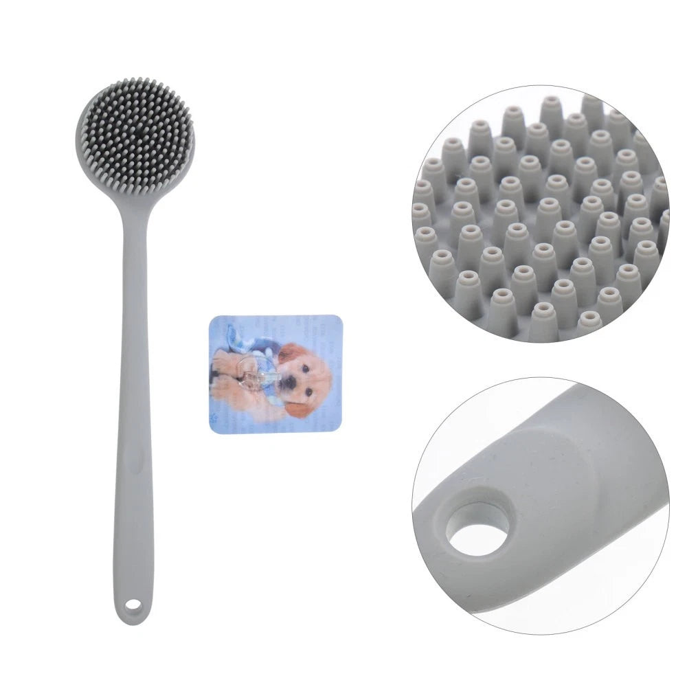 Silicone Bath Brush Man Shower Back Cleaning Scrubber Body with Handle