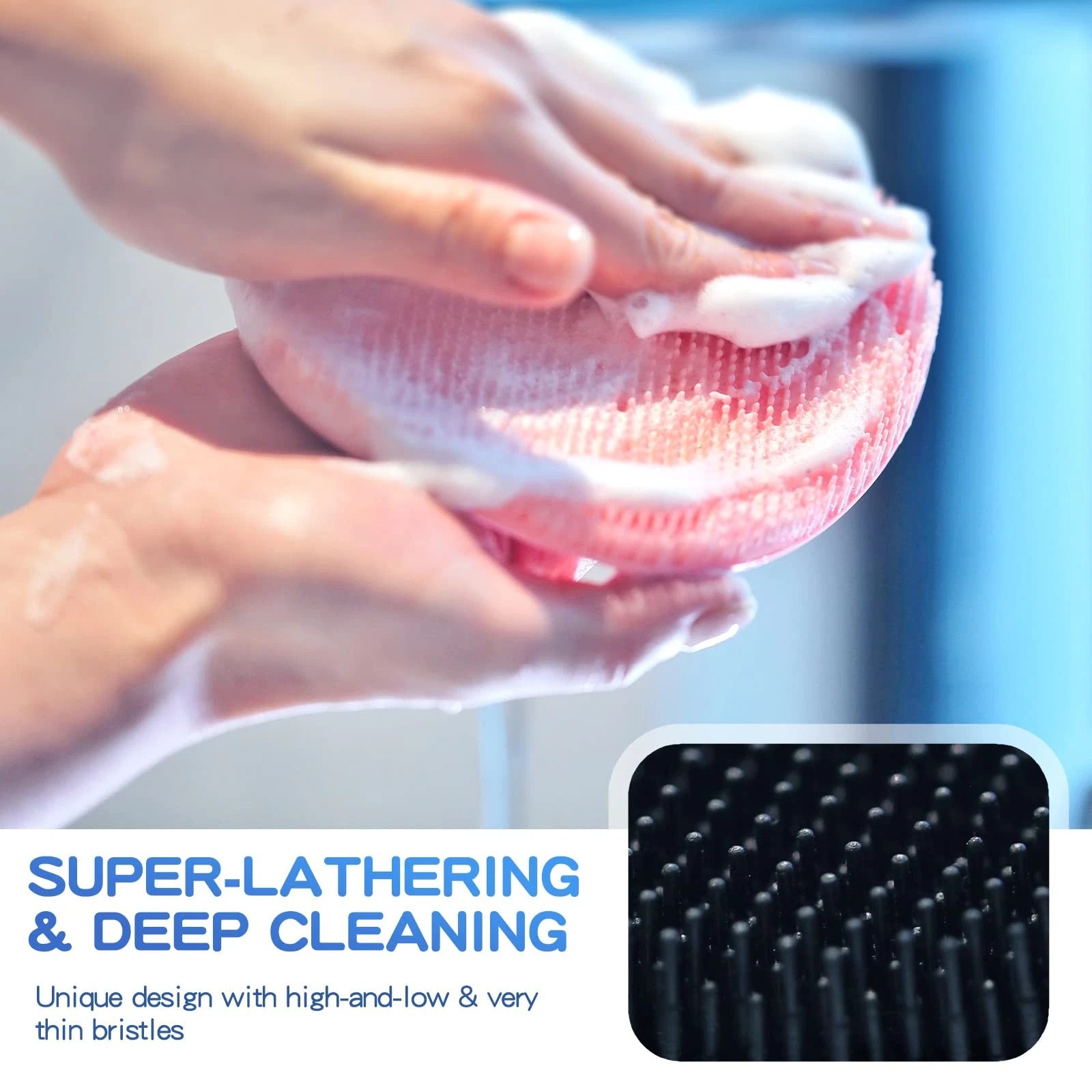 Soft Silicone Shower Brush, Super-Lathering and Deep-Cleaning Body & Face Scr...