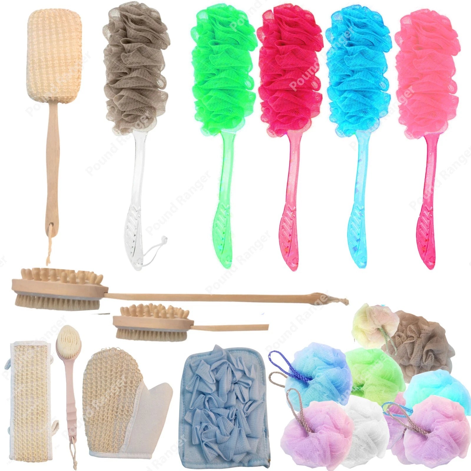 Long Handle Soft Bath Brush Back Scrubber Mesh Sponge Loofah Body Puff Shower
