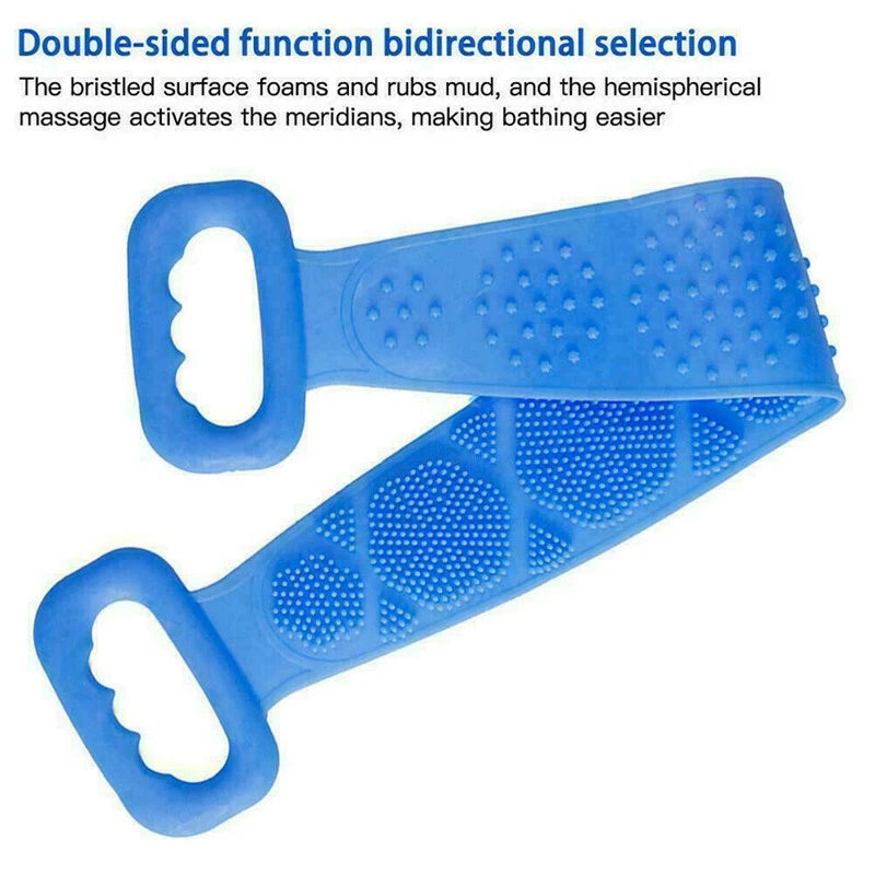Silicone Body Back Cleaning Brush Scrubber Massage Bath Belt Exfoliating Tools