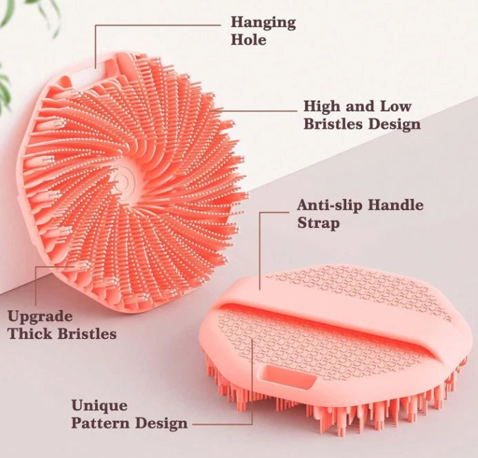 Silicone Shower Foot Scrubber Back Body Brush Massager Pad Mat Bathroom Grey Uk