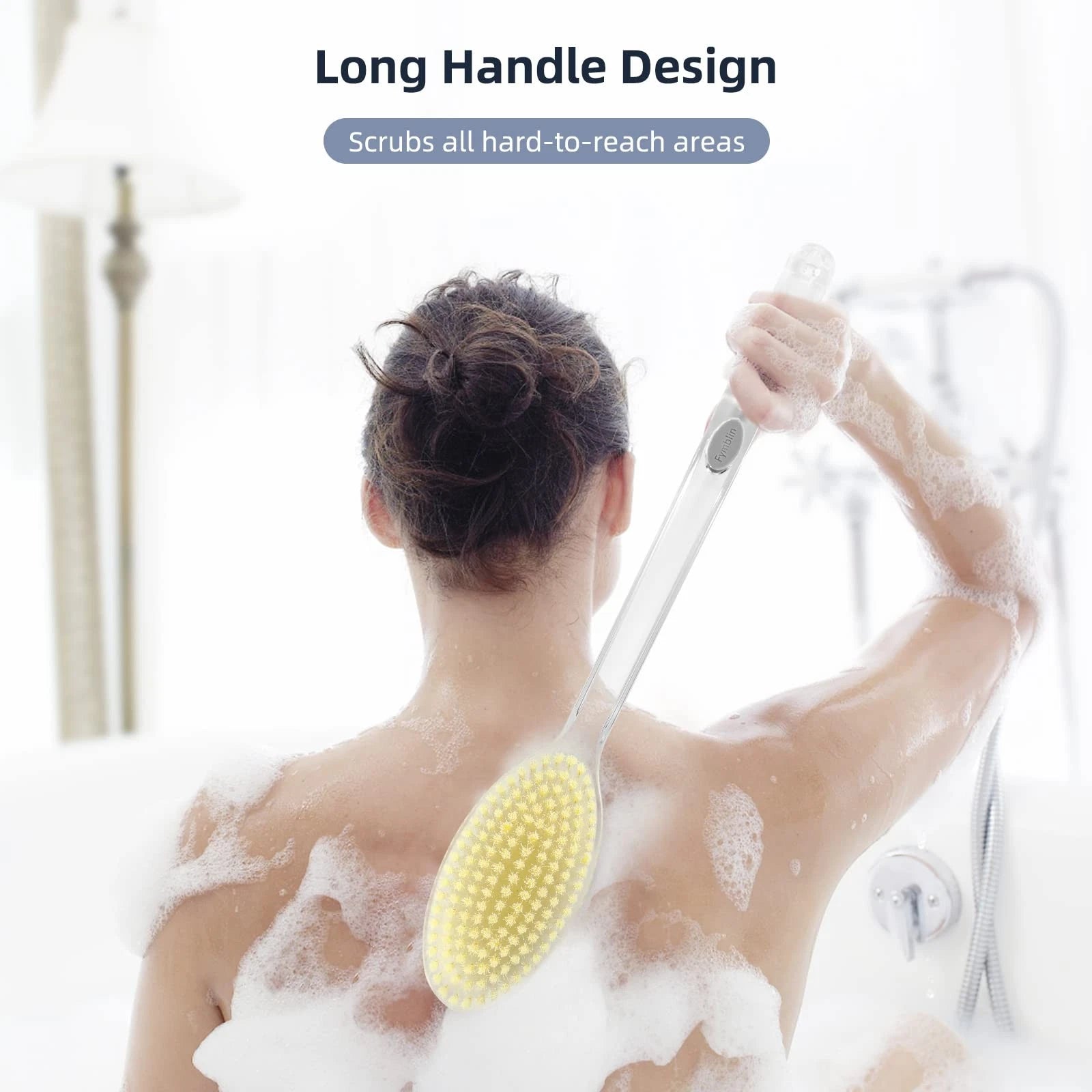 Fymblin Back Scrubber Long Handle for Shower,Back Brush Dual-Sided with Stiff...