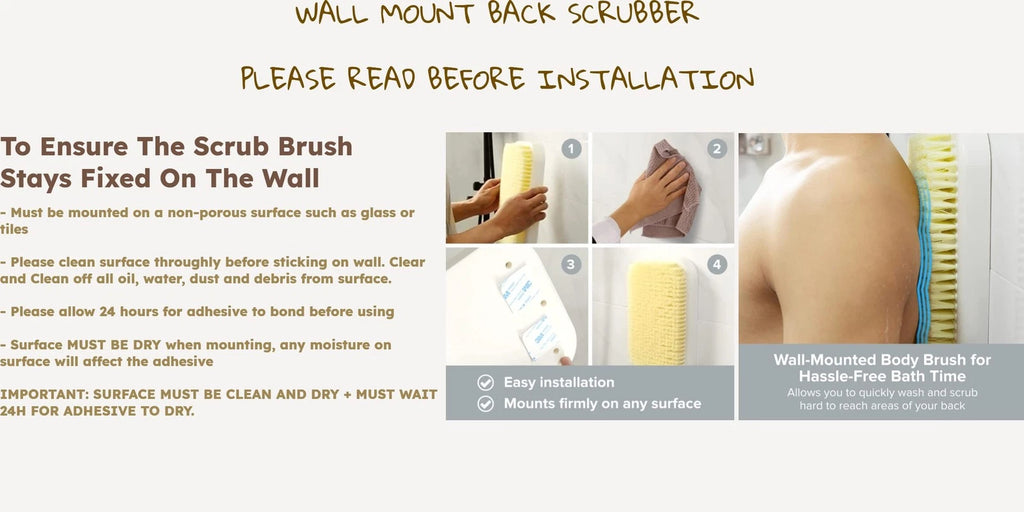 Wall Mounted Back Scrubber for Shower - Large Exfoliating Brush for Shower - ...