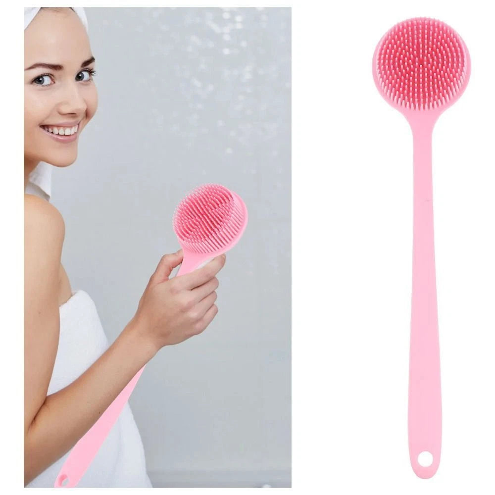 Silicone Back Scrubber for Shower Long Handle Bath Brush Double Sided