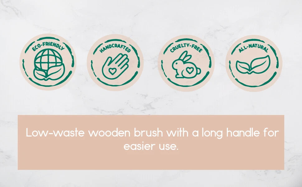 BeNat.Natural boar bristle wooden Bath & Body Brush back Brush with long handle.