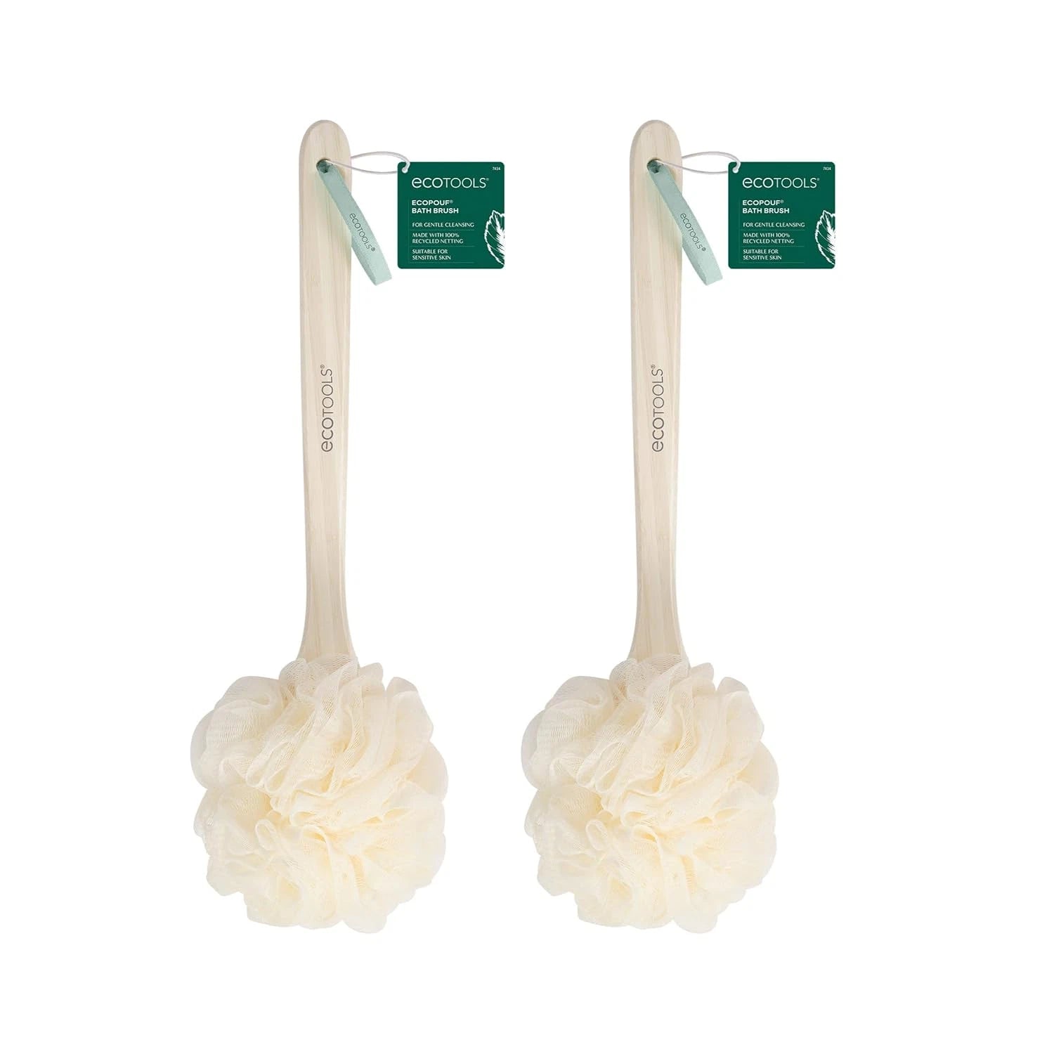 Ecotools Ecopouf Bath Brush, Loofah Brush for Bath & Shower, Made with Long Hand