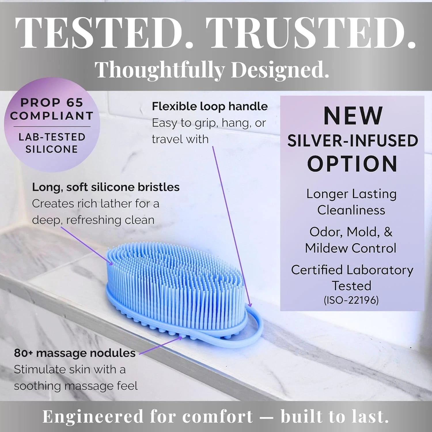 Avilana Silicone Body Scrubber – Gentle Shower Brush & Loofah Alternative- Food