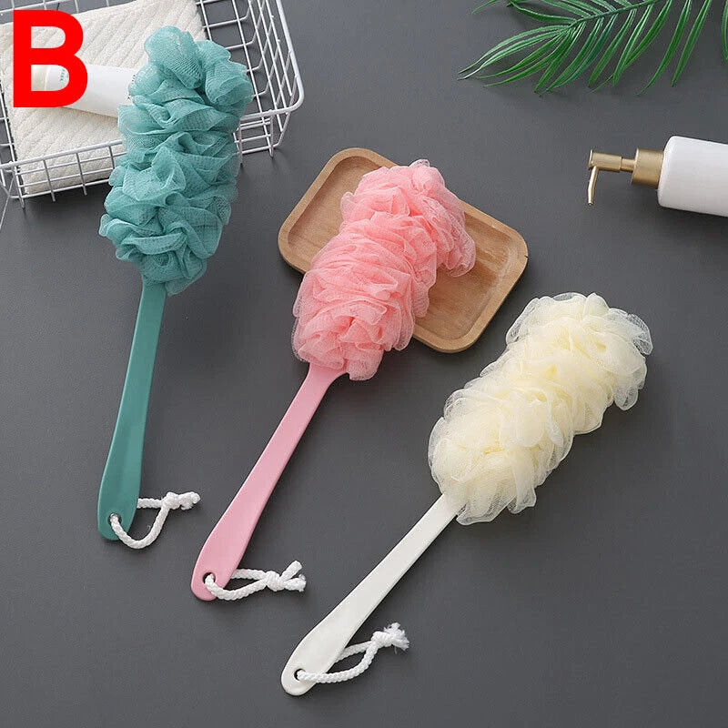 Bath Brush Loofah Soft Mesh Sponge Back Scrubber Long Handle Body Wash Shower
