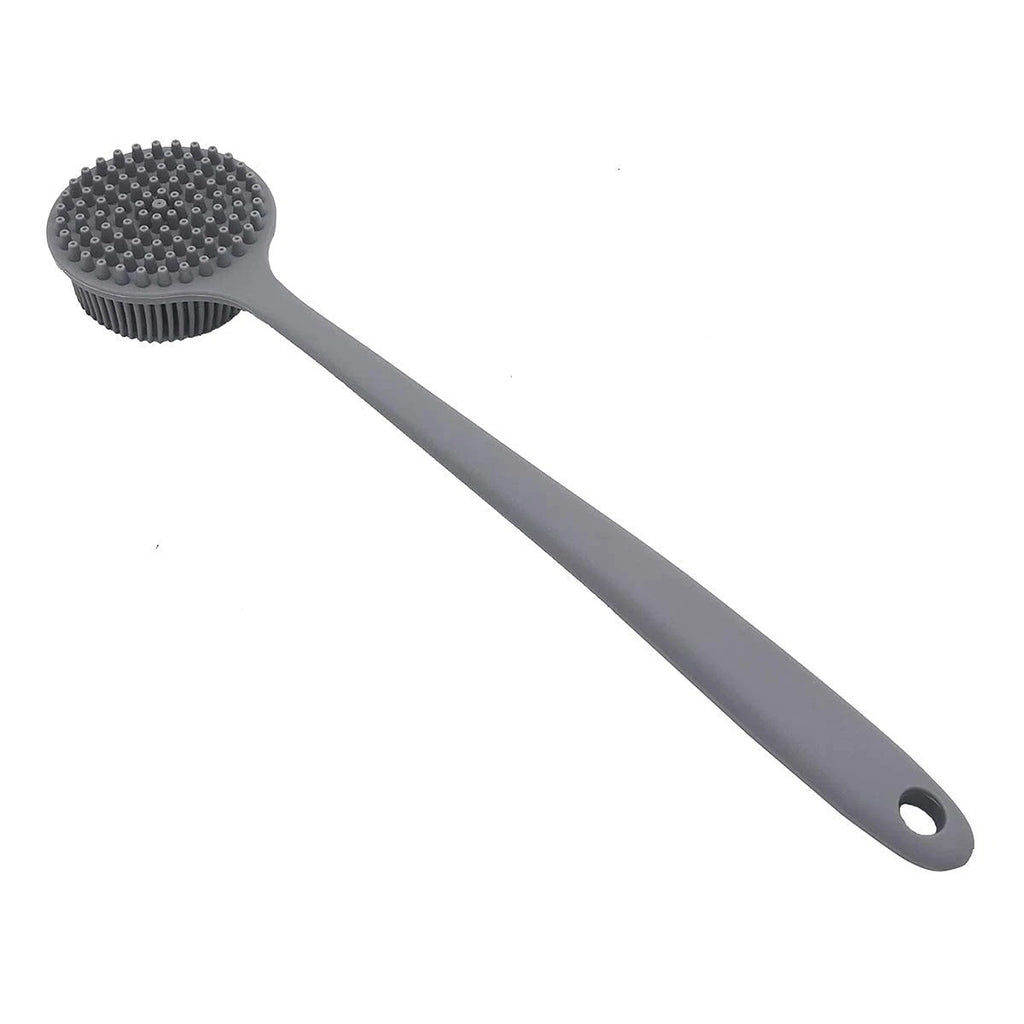 DNC Silicone Back Scrubber for Shower Bath Body Brush with Long Handle Gray