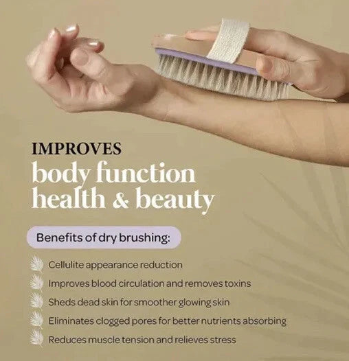 Wooden Bath Shower Body Back Dry Skin Brush Spa Scrubber Natural Bristles