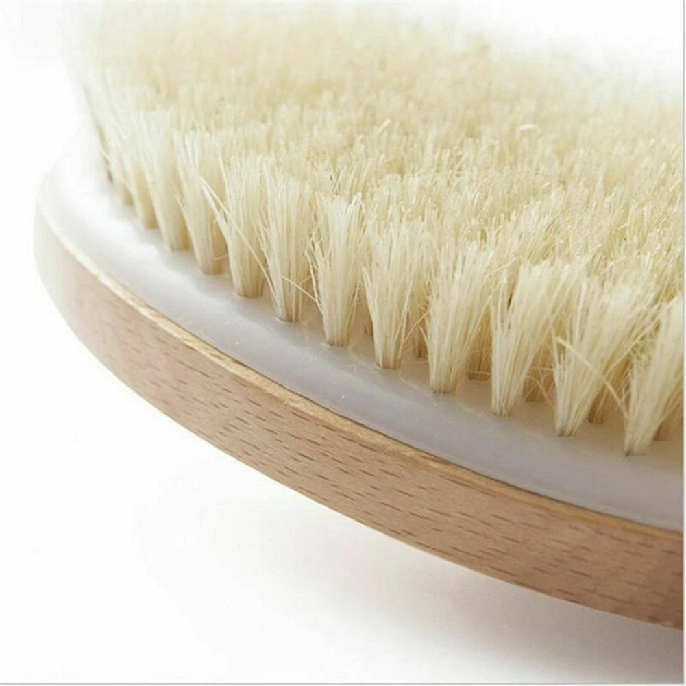 Durable Natural Long-Handled Bath Shower Body Back Dry Skin Spa Scrubber Brush F
