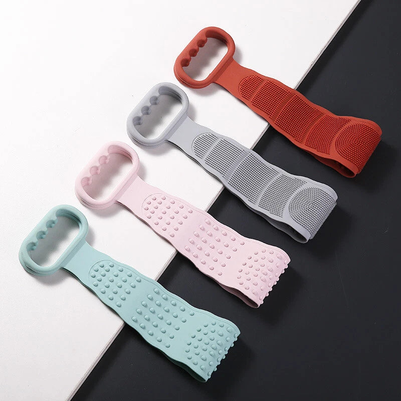 (US STOCK) Silicone Back Scrubber Body Cleaning Tools Bath Belt Massage Brush