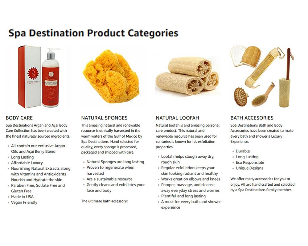 Natural Sea Wool Sponges by Spa Destinations (Choose Size)