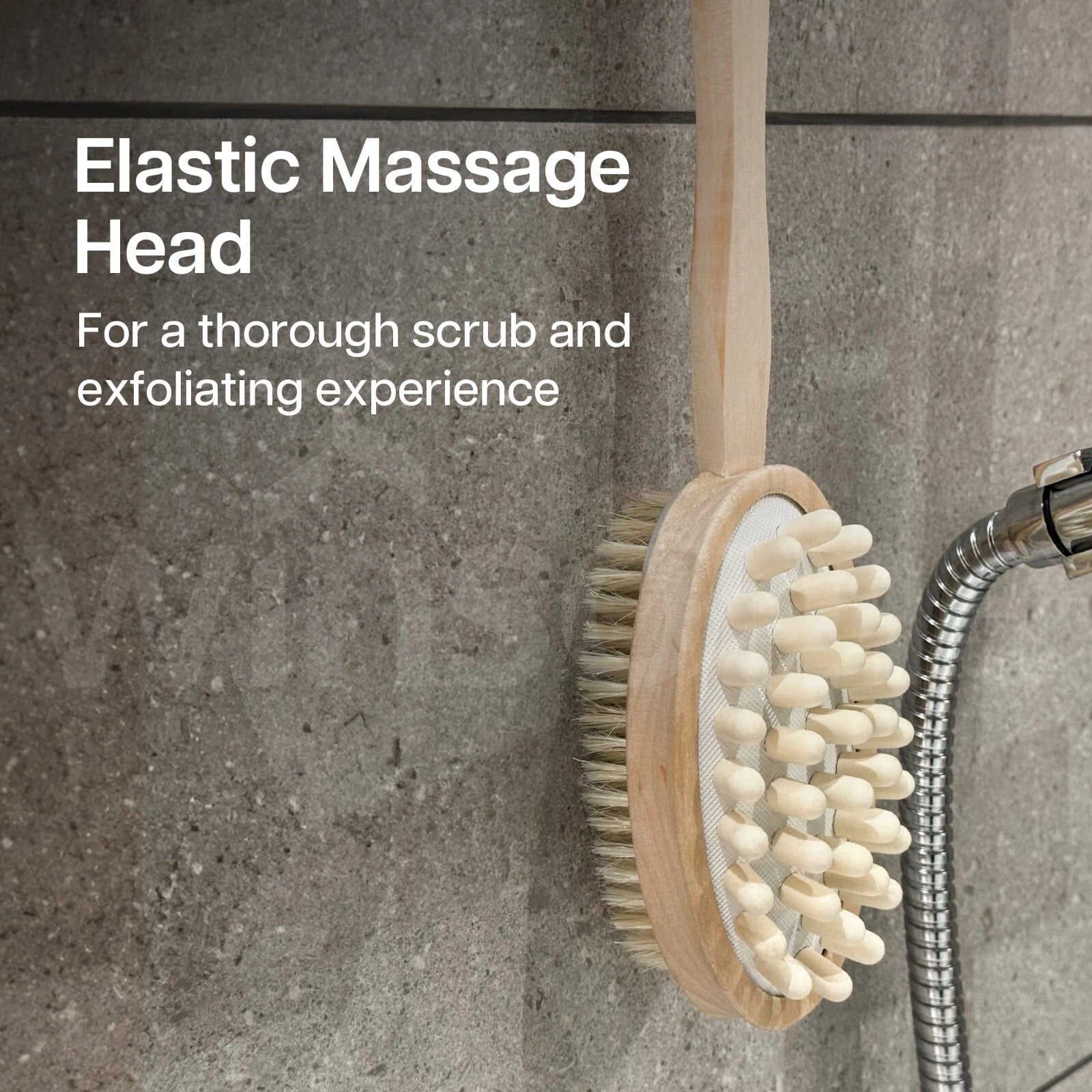 Long Handle Double Sided Shower Body Bath Bristle Brush Back Scrubber Massager