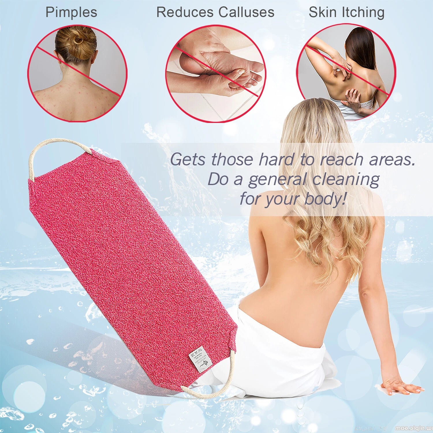 EvridWear Exfoliating Back Scrubber for Shower Bath Shower Spa Skin One Size