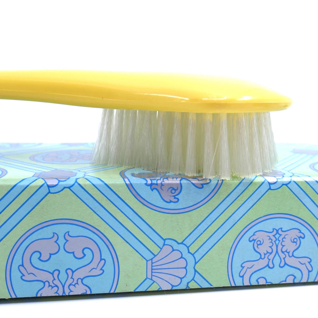 Vintage Avon Bath Shower Long Handle Back Dry Brush 15" YELLOW NOS New In Box