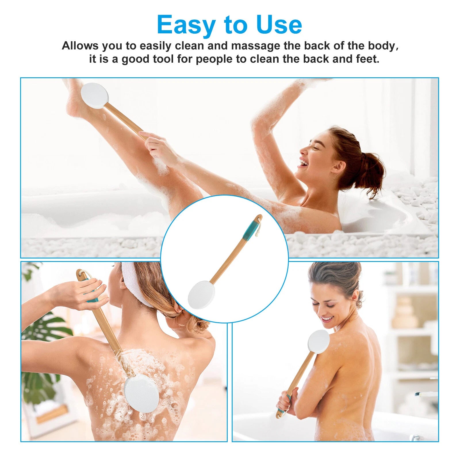 Long Lotion Applicator Back Brush Perfect for Tanning Skin Cream Or Any Lotions
