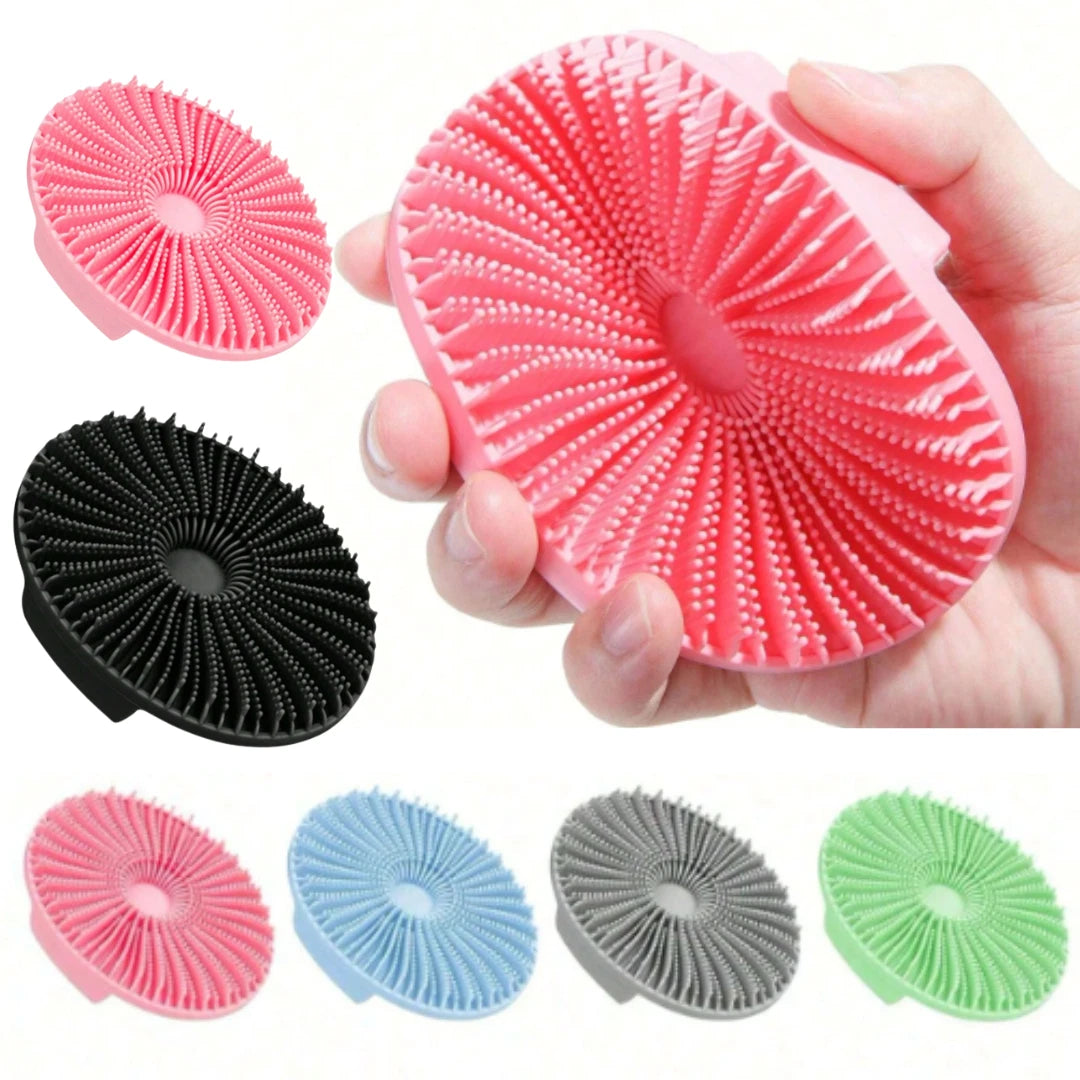 Silicone Shower Foot Scrubber Back Body Brush Massager Pad Mat Bathroom Grey Uk