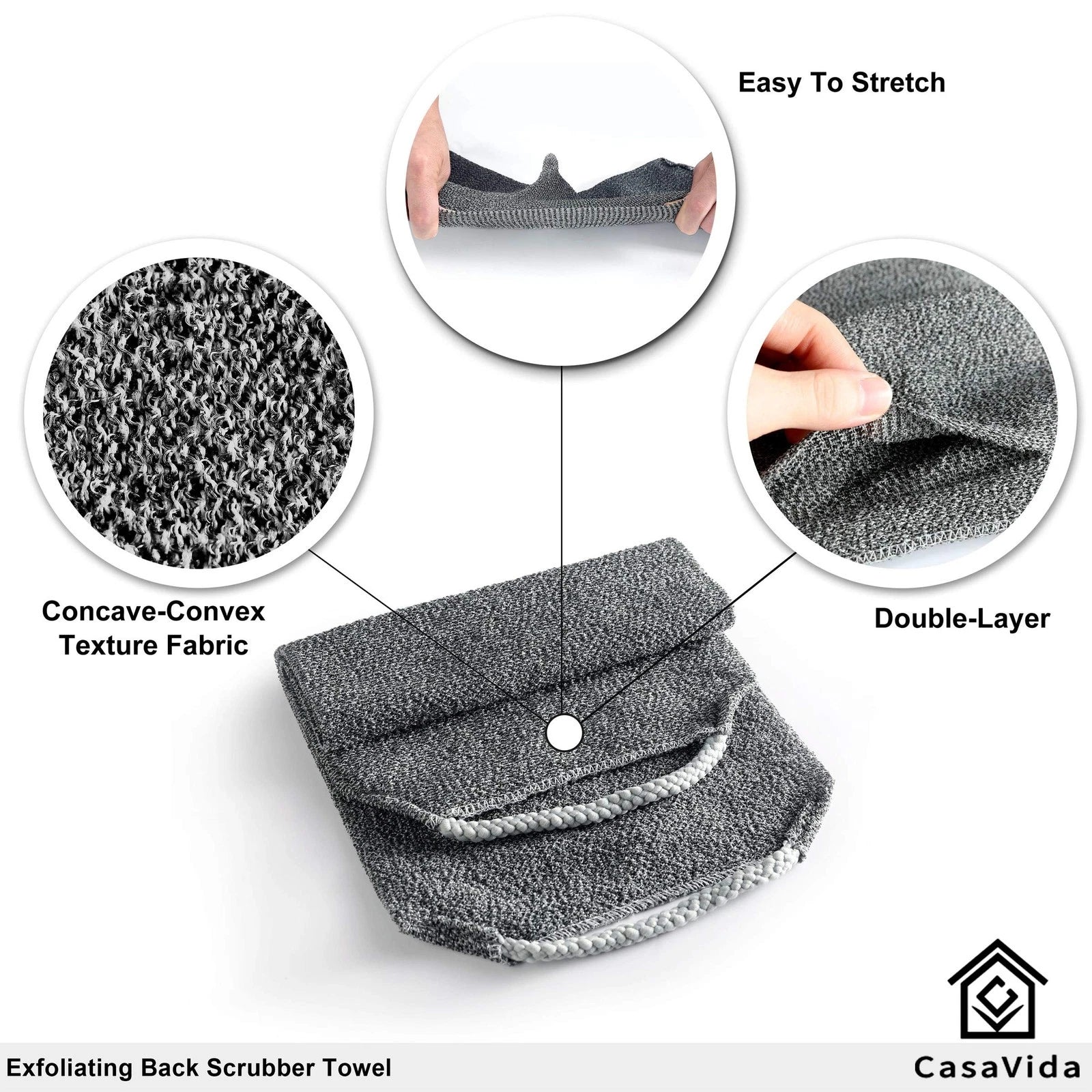 Back Scrubber for Shower Nylon Bath Towel Washer Exfoliating Washcloth Rear J...