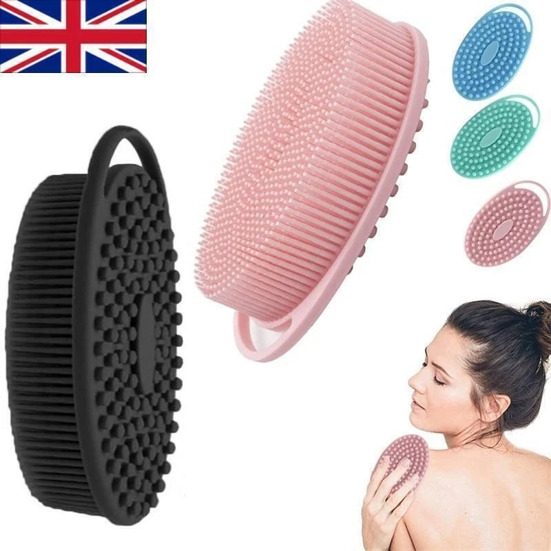 Dual-Sided Silicone Body Scrubber Brush Exfoliating Shower Brush Bath Massage UK