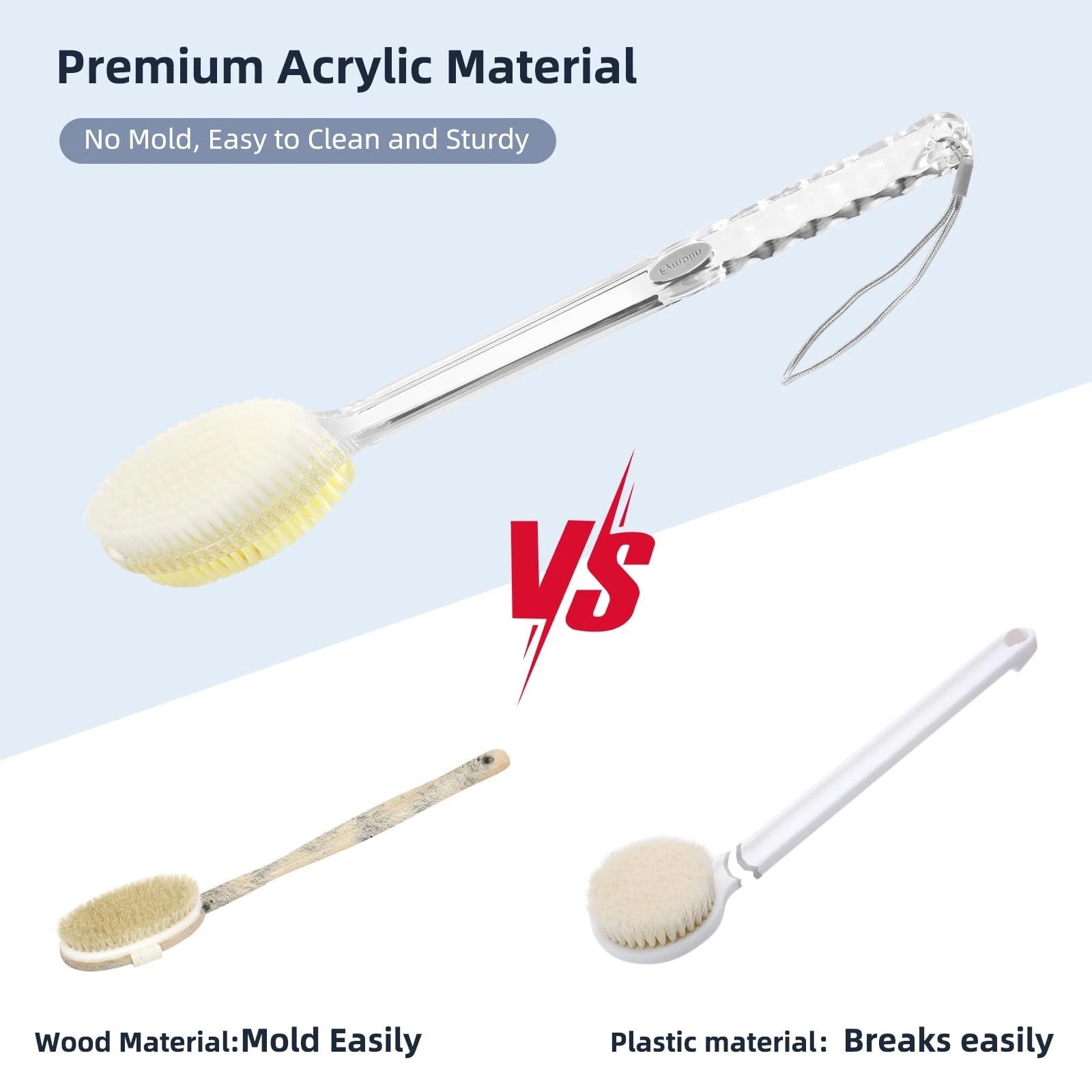 Fymblin Back Scrubber Long Handle for Shower,Back Brush Dual-Sided with Stiff...
