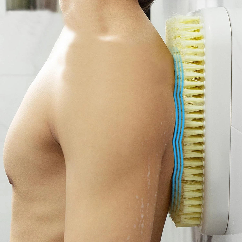 Wall Mounted Back Scrubber for Shower - Large Exfoliating Brush for Shower - Bat