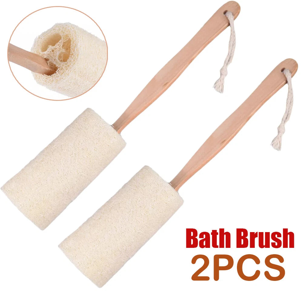 2PCS Scrubber Bath Natural Loofah Sponge Body Brush Shower Body Skin Exfoliating