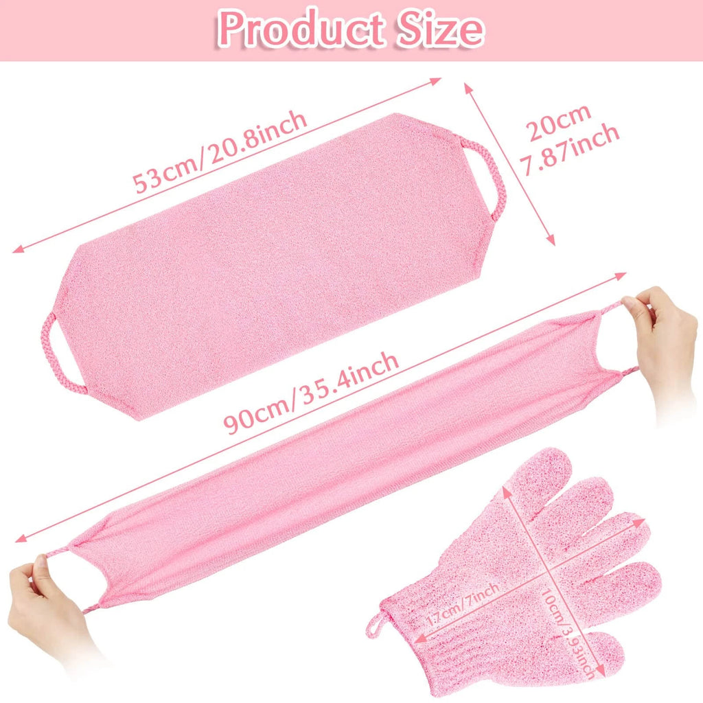 Exfoliating Shower Bath Gloves Back Scrubber Set for Body, Face, Shower, Bath...