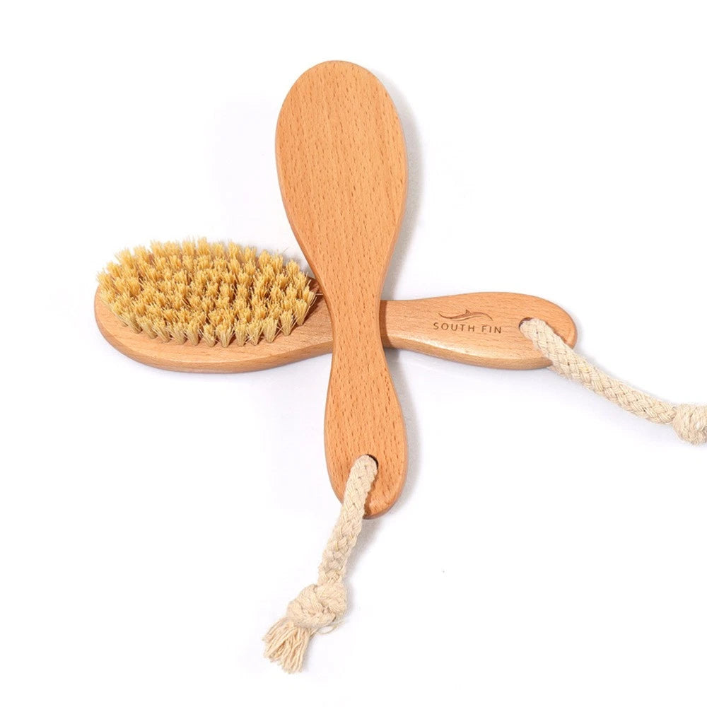 Beech Sisal Body Care Brush Shower Bath Scrubber with Comfortable Handle