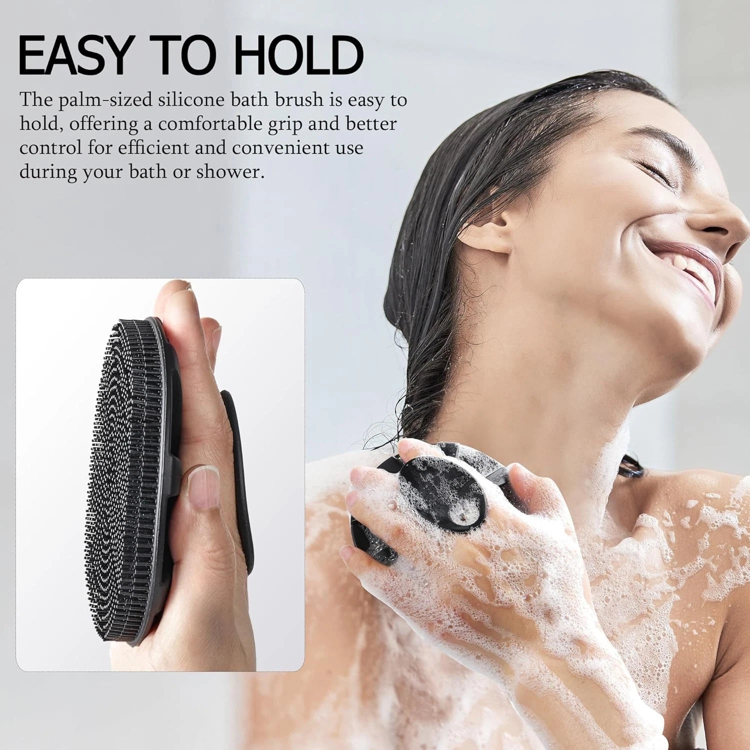 INNERNEED Food-Grade Soft Silicone Body Scrubber Shower Brush Handheld Cleansing