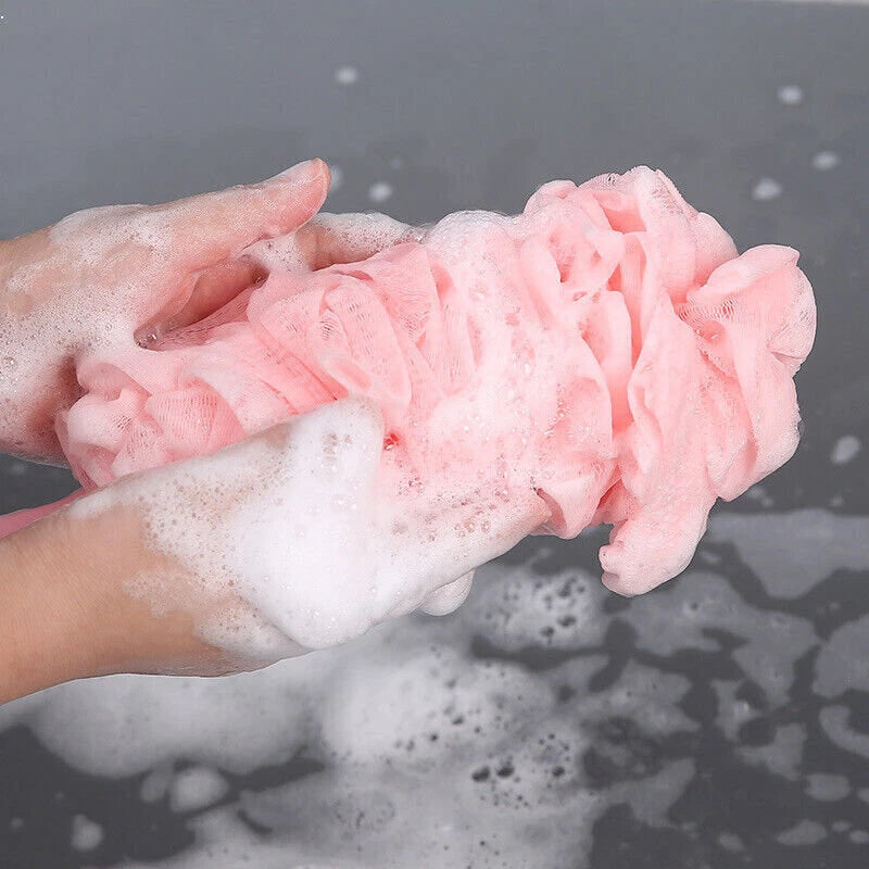 Bath Brush Loofah Soft Mesh Sponge Back Scrubber Long Handle Body Wash Shower