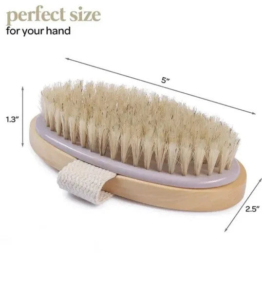 Wooden Bath Shower Body Back Dry Skin Brush Spa Scrubber Natural Bristles