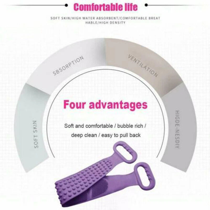 Body Cleaning Double Sided Back Scrubber Bath Silicone Body Brush Back I