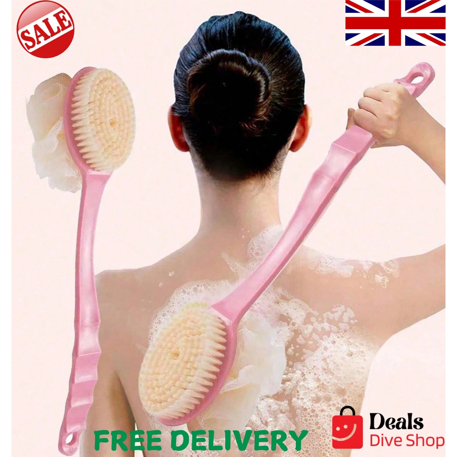 Long Handle Shower Bath Body Brush With Soft Bristles Back Massage Scrubber
