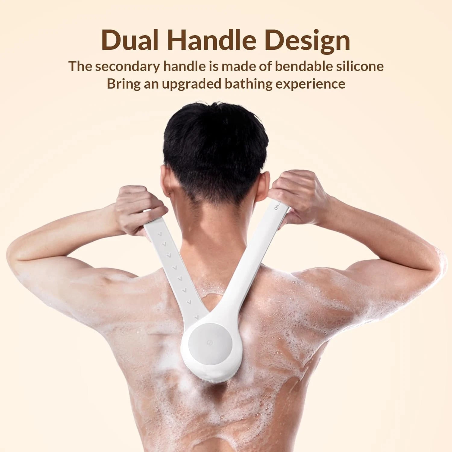 Electric Body Brush Back Scrubber for Shower, Waterproof Long Dual Handle Power
