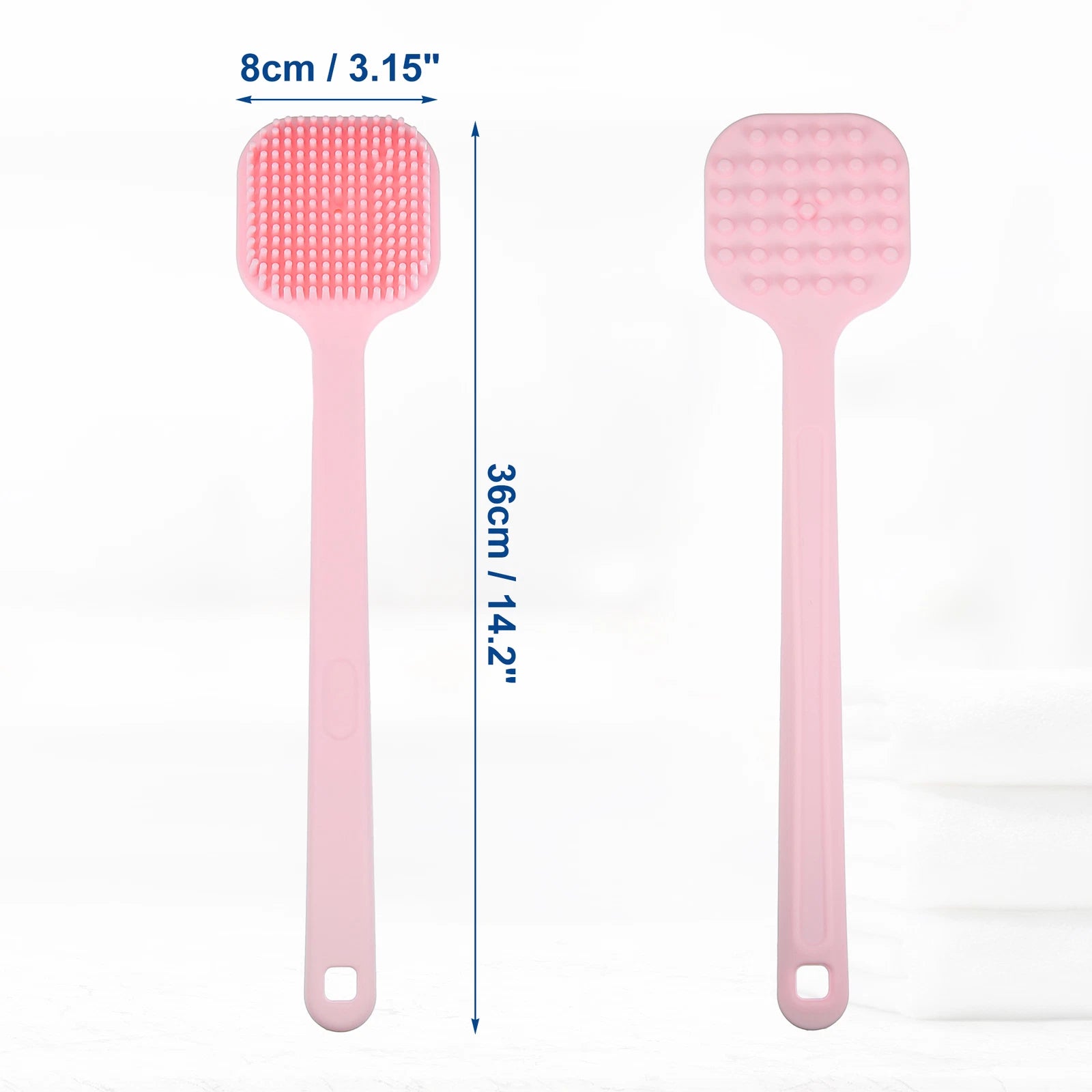 Soft Silicone Long Handled Bath Shower Body Brush Back Scrubber for Men Women