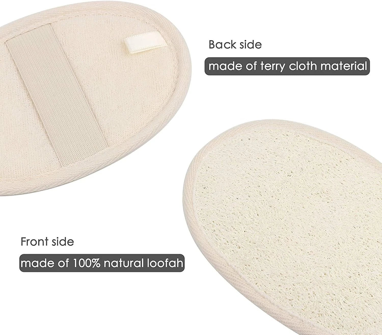 10 Pack Exfoliating Loofah Sponge Pads Natural Body Scrubbers for Shower and Bat