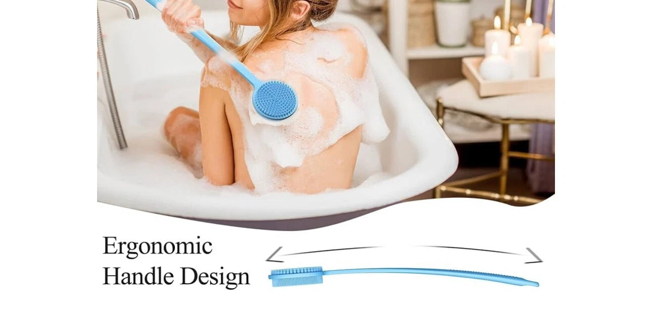 VWMYQ Silicone Back Scrubber for Shower, 17in Long Handle Body Brush
