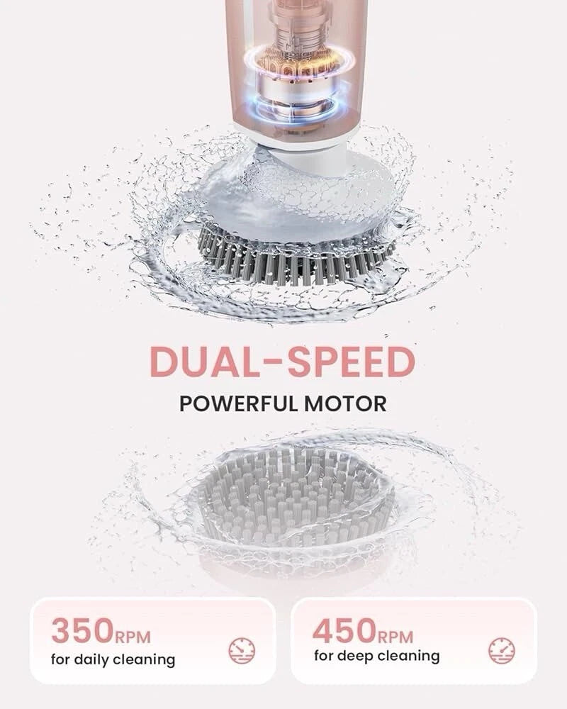 Electric Spin Scrubber, Shower Scrubber with Long Handle & 8 Replaceable Heads,
