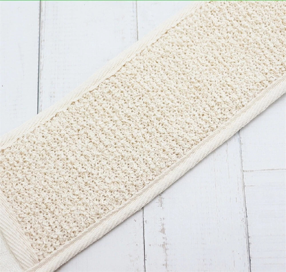 Back Scrubber Real Loofah Shower Exfoliating Belt Body Brush Bath Massage UK New