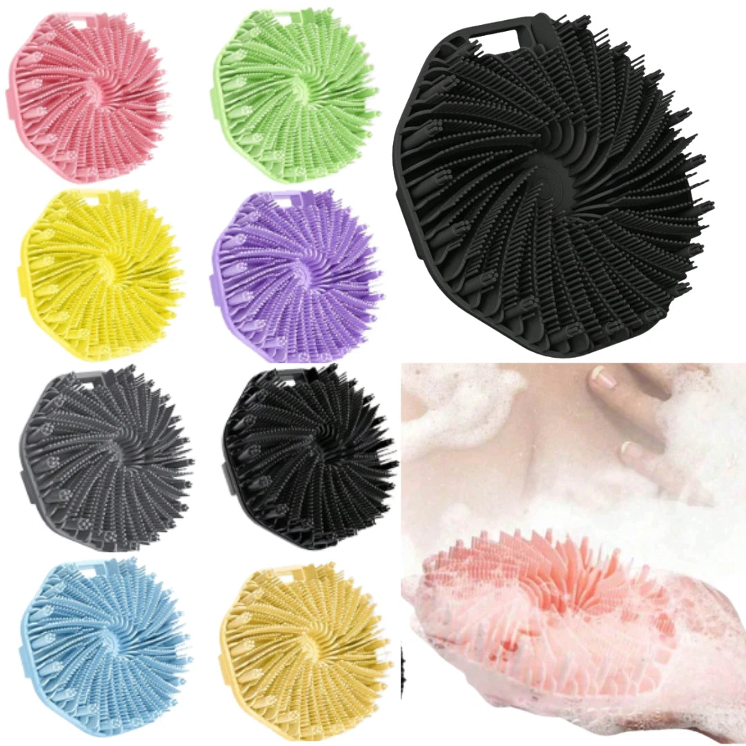 Silicone Shower Foot Scrubber Back Body Brush Massager Pad Mat Bathroom Grey Uk