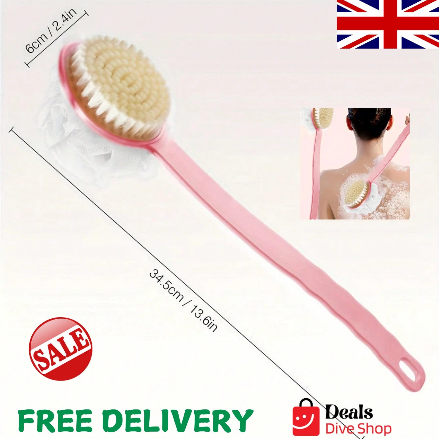 Long Handle Shower Bath Body Brush With Soft Bristles Back Massage Scrubber