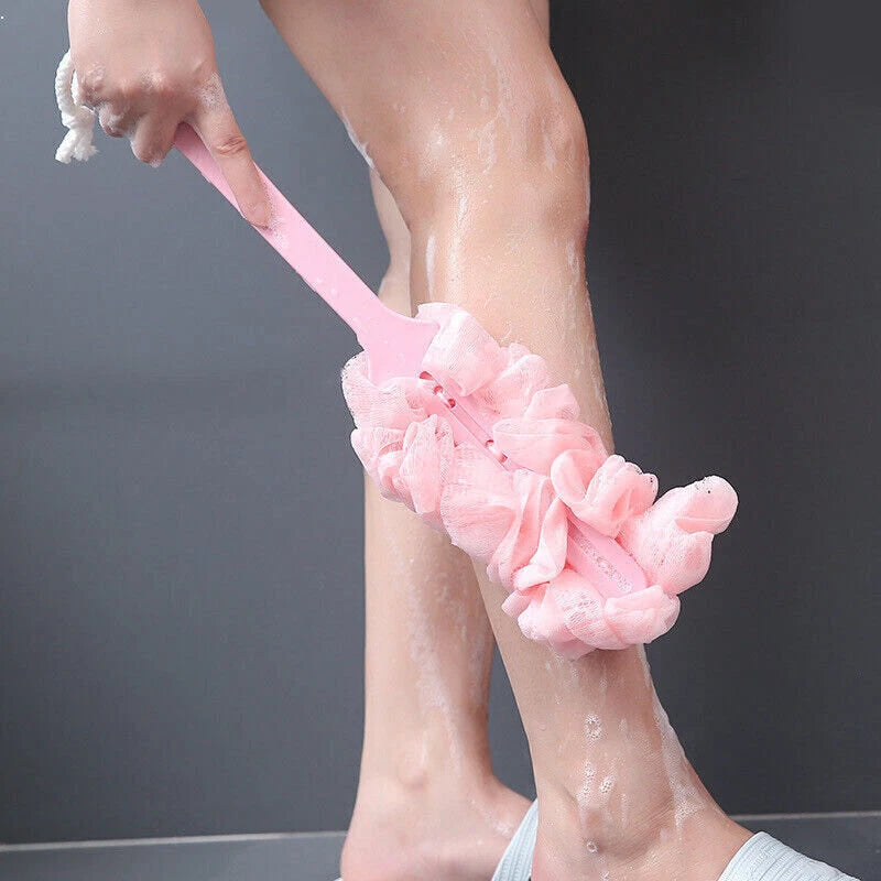 Bath Brush Loofah Soft Mesh Sponge Back Scrubber Long Handle Body Wash Shower