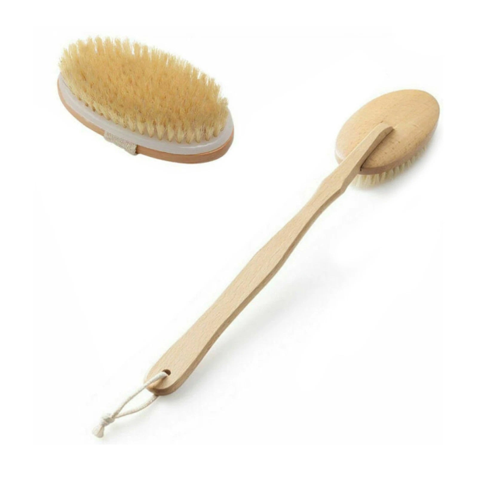 Durable Natural Long-Handled Bath Shower Body Back Dry Skin Spa Scrubber Brush F