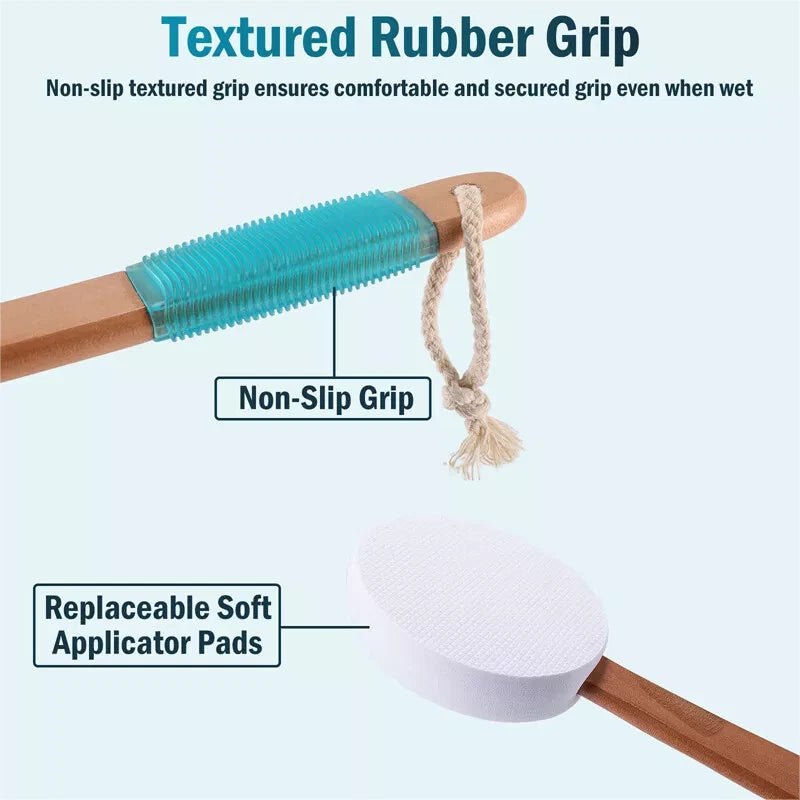 17.5" Long Handle Lotion Applicator Brush for Your Back Fits Tanning Skin Cream
