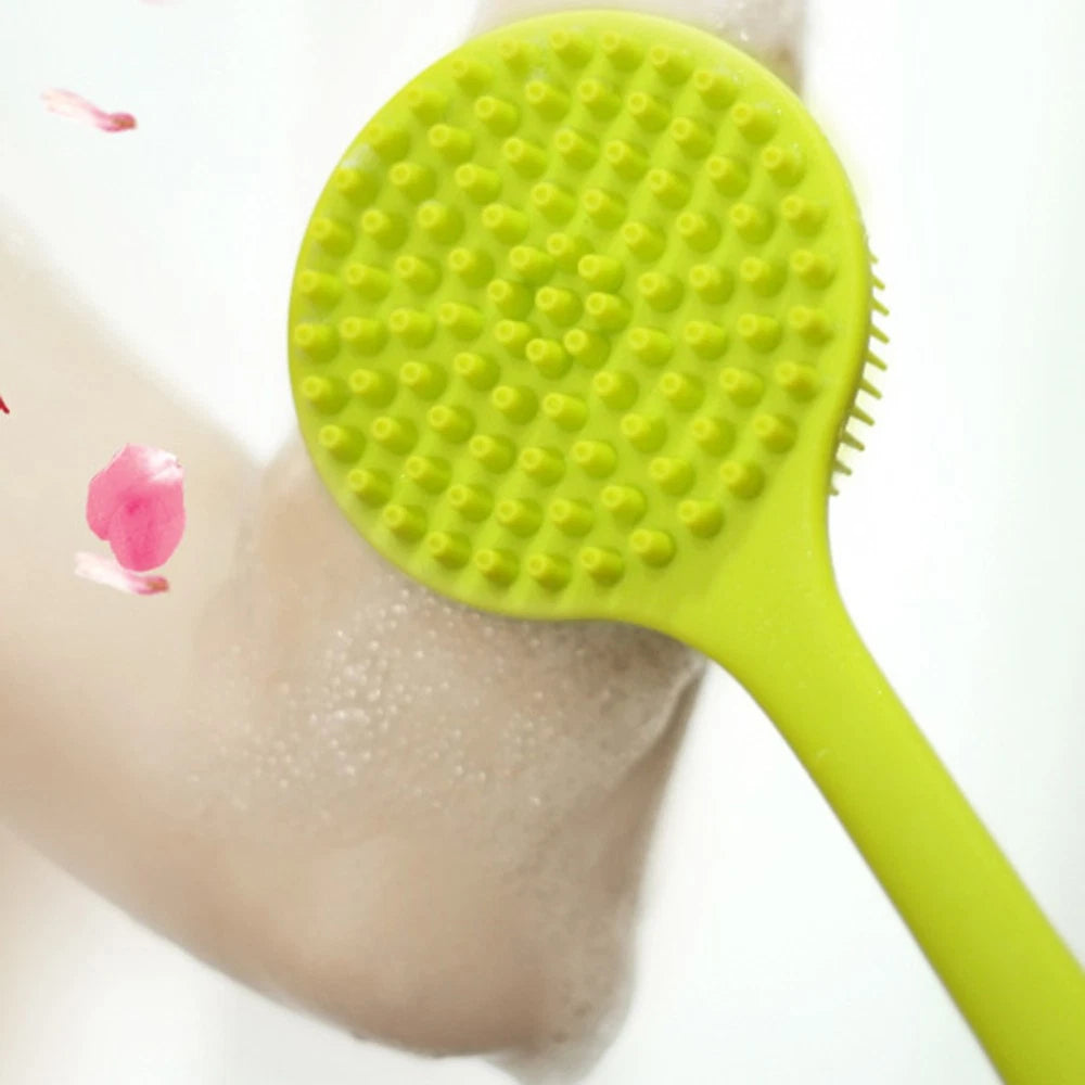 Bath Brush Body Scrubber Exfoliator Silicone Shower Man Back for Long Handle