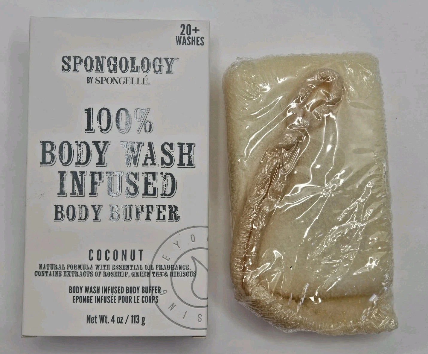 Spongelle Spongology Body Wash Infused Body Buffer Coconut 4oz NEW 20+ Washes